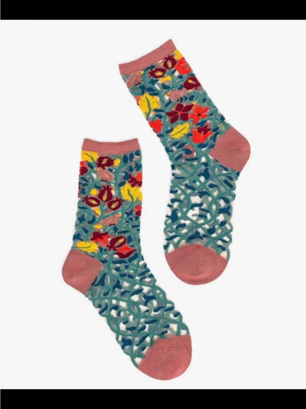 Tapestry Vines Sheer Crew Sick by Sock Candy. Price firm.